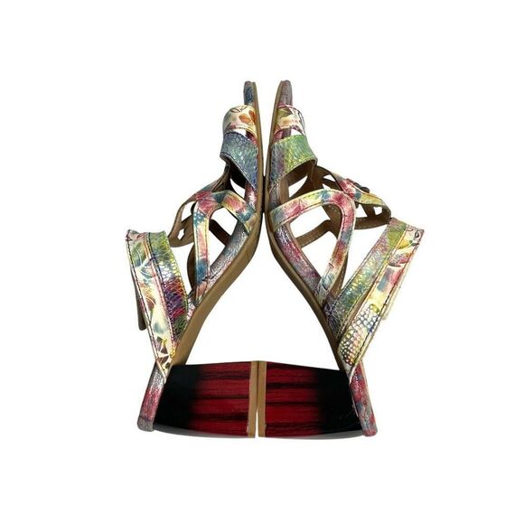 L’Artiste floral block heel slide sandals heels Size 39 turquoise boho artsy - Picture 10 of 13